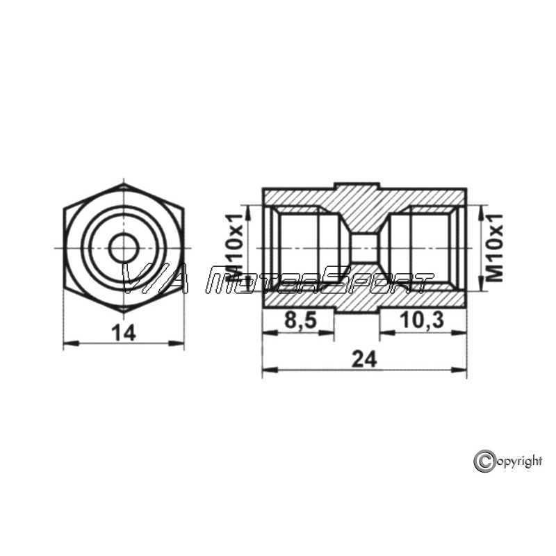 Raccord tube femelle 10x1 pour tuyau de frein