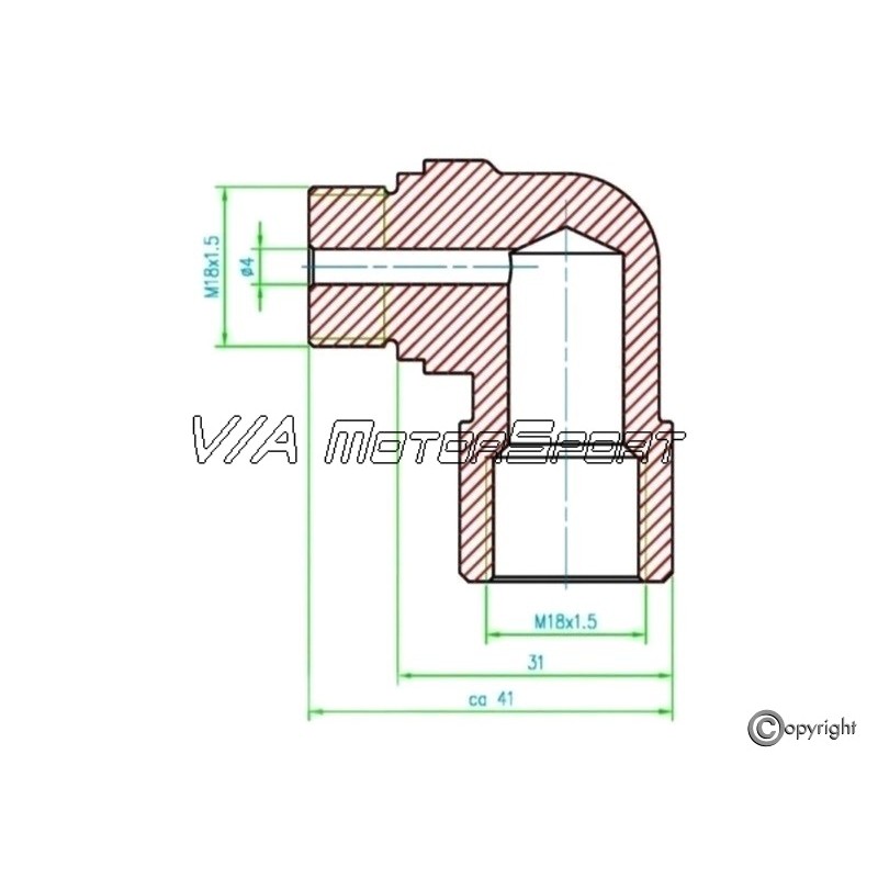 Adaptateur détrompeur sonde lambda O2 90° Mini-Kat (M18x1.5, inox) - V/A  MotorSport